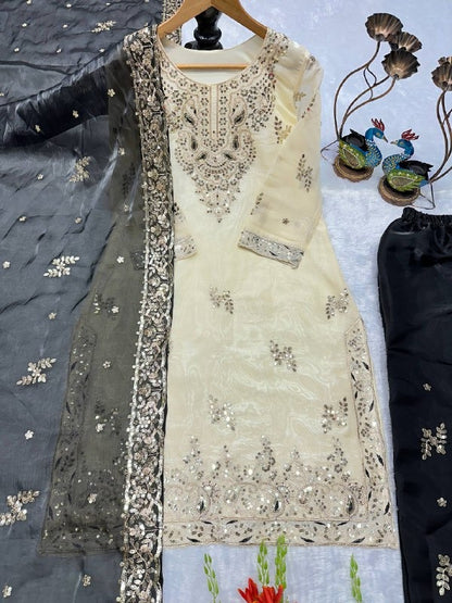 Heavy Jacquard Silk Embroidered Pakistani Suit