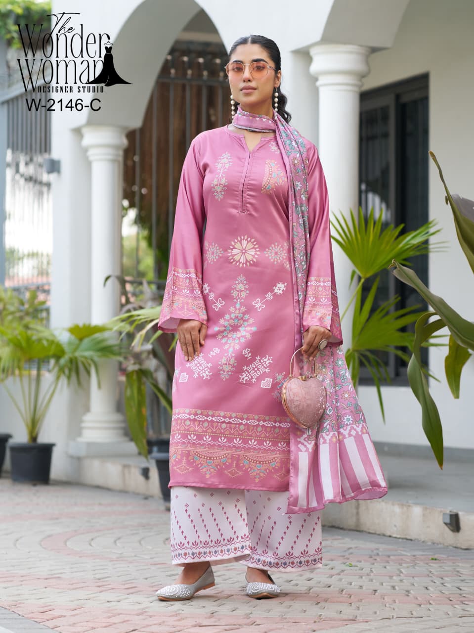 light pink Premium Imported Satin With Chinnon Dupatta suit set