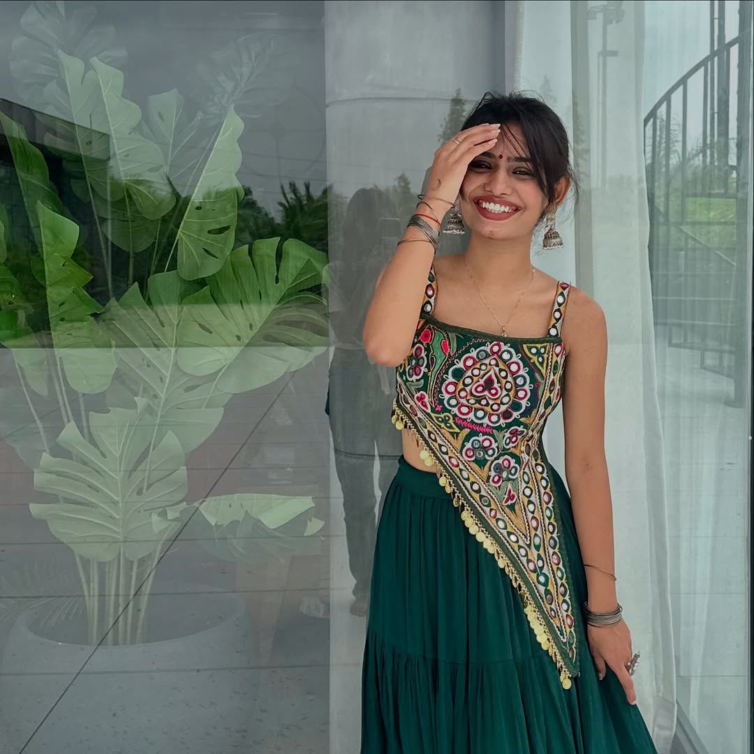 Dark Green Designer Muslin Cotton Lehenga