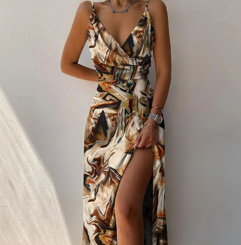 Slim V-Neck Sling Dress
