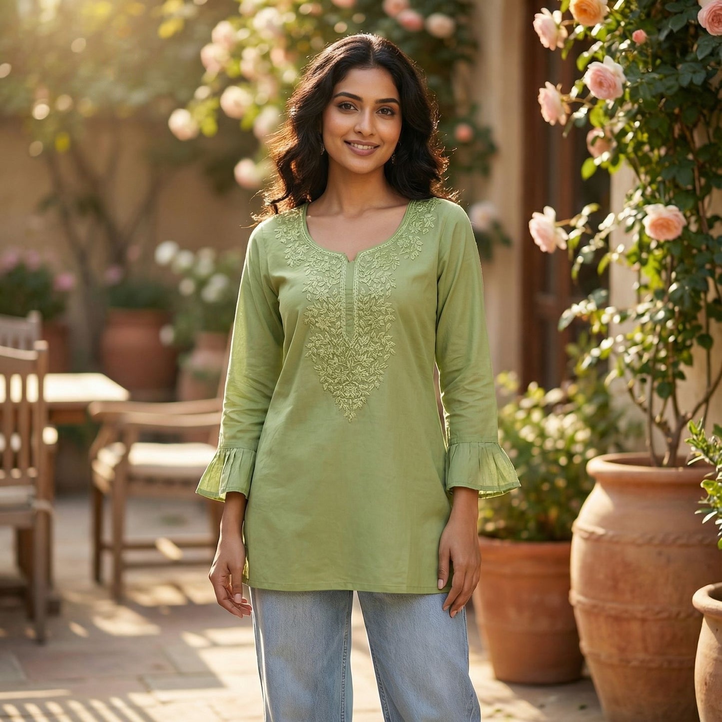 Trending Short Length Green Kurti