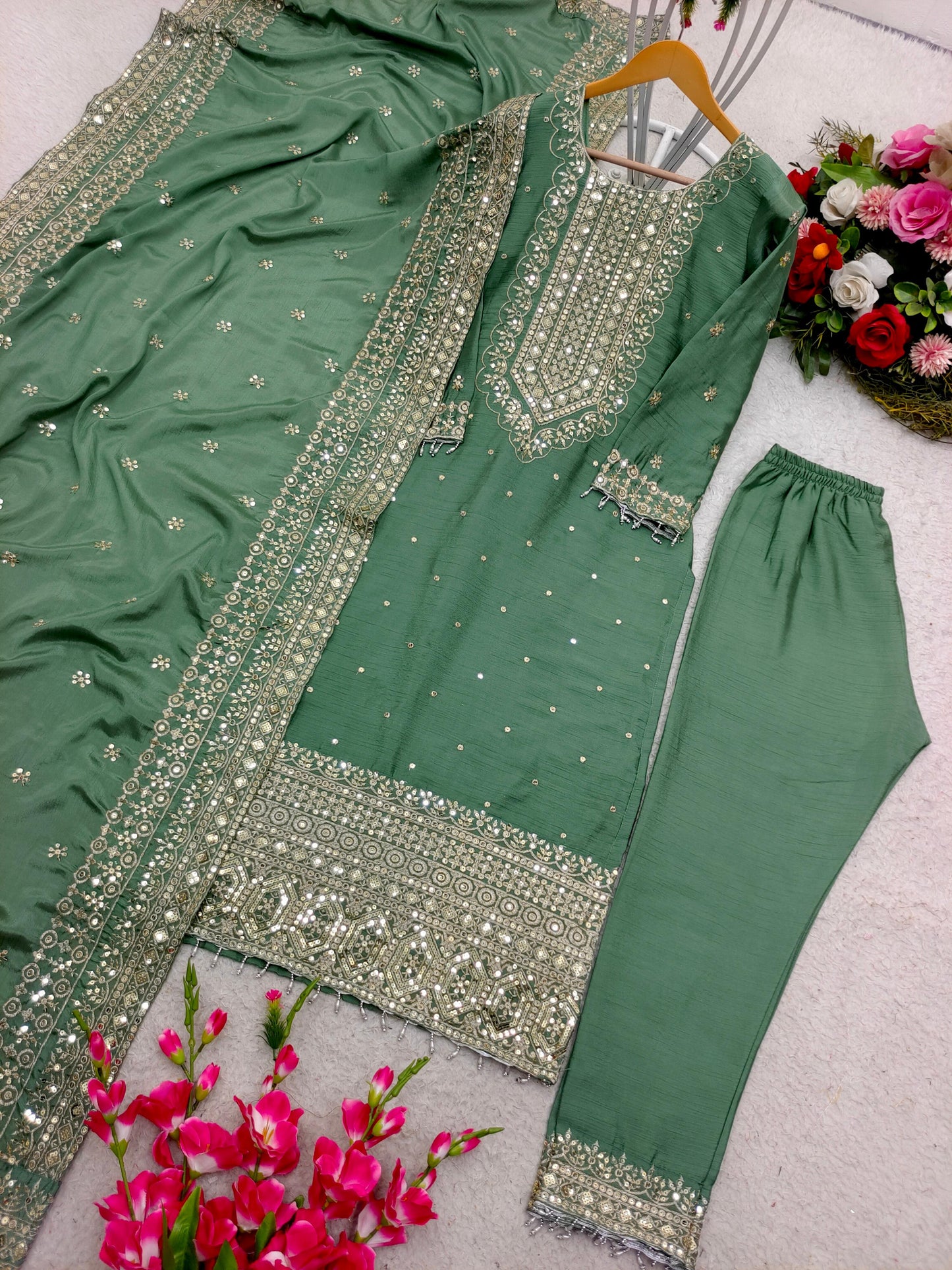 Pista Pure Cinon Silk Pakistani Suit