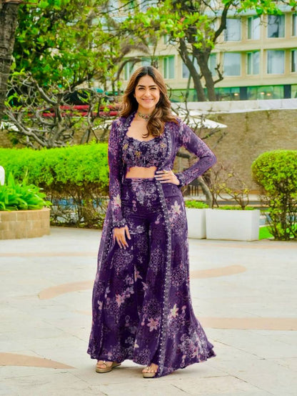 Purple Premium Silk Indo Western