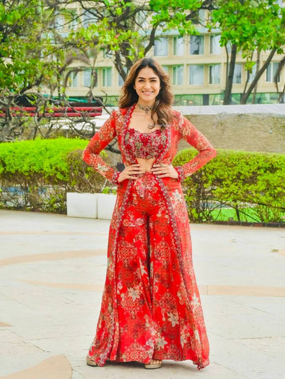 Orange Elegant Silk Indo Western