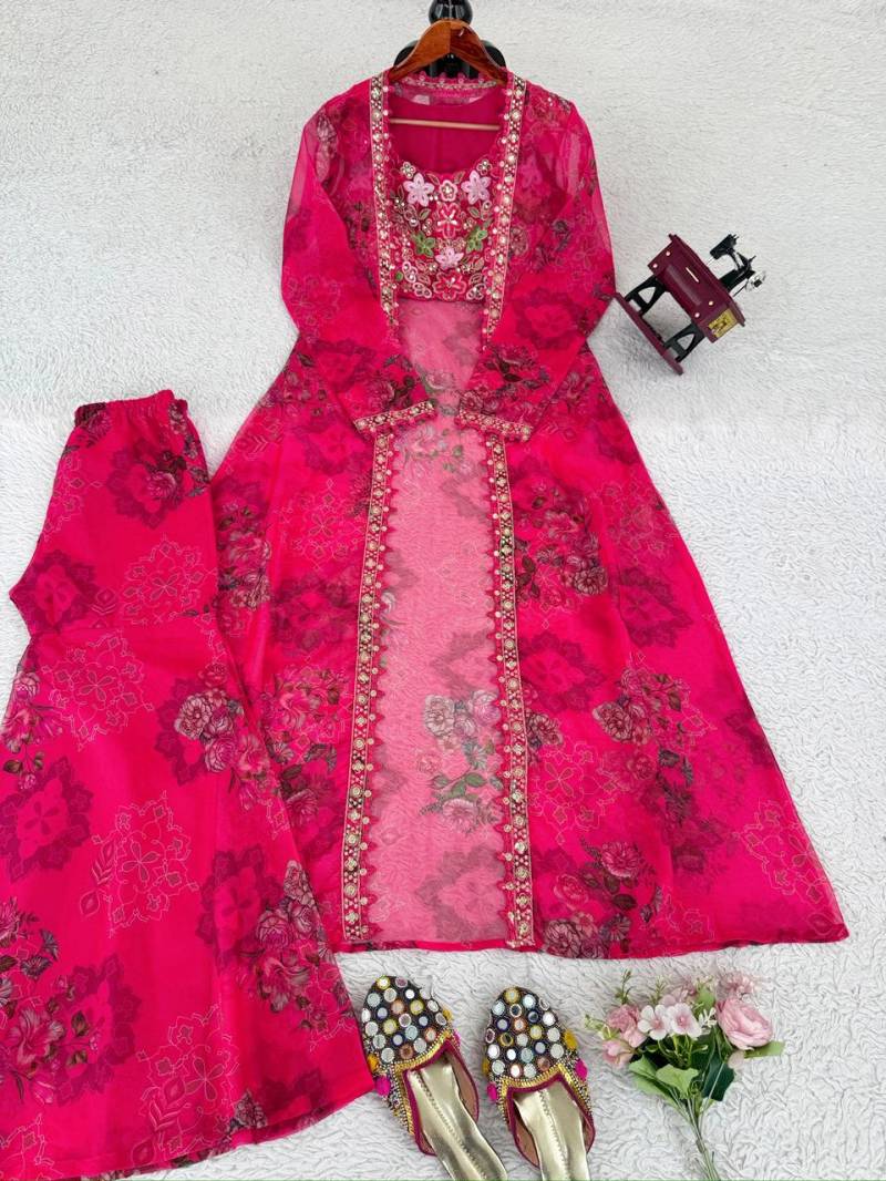 Pink Real Modeling Silk Indo Western