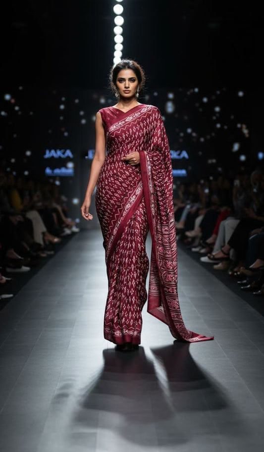 Marron Printed Designe Saree