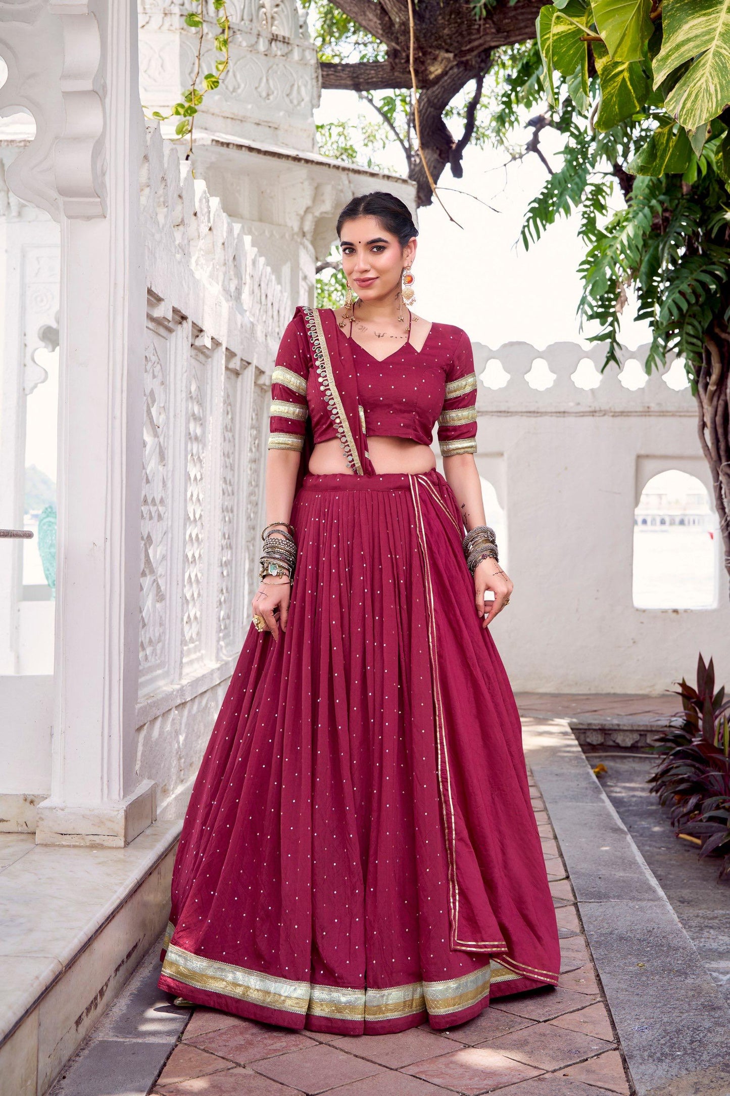 Maroon Festive Lehenga