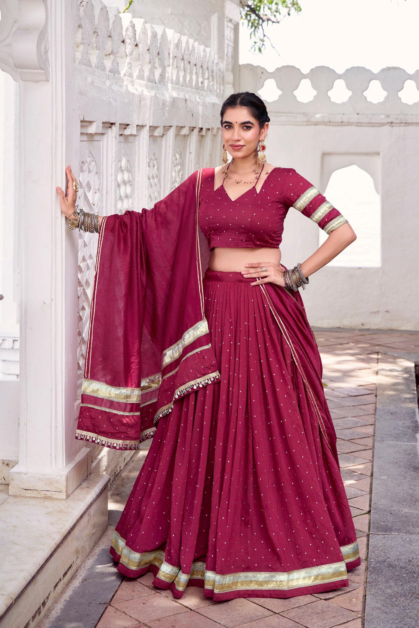 Maroon Festive Lehenga