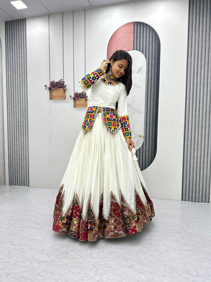 White Navratri Vibrant Lehenga Choli