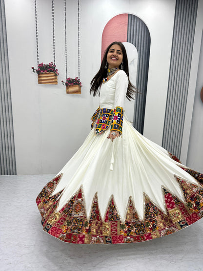 White Navratri Vibrant Lehenga Choli