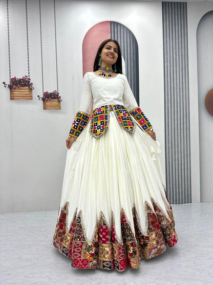 White Navratri Vibrant Lehenga Choli