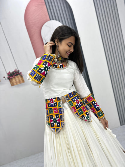 White Navratri Vibrant Lehenga Choli