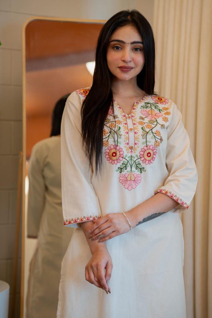 Summer Wear Pure Khadi Cotton Kurti Pant Set