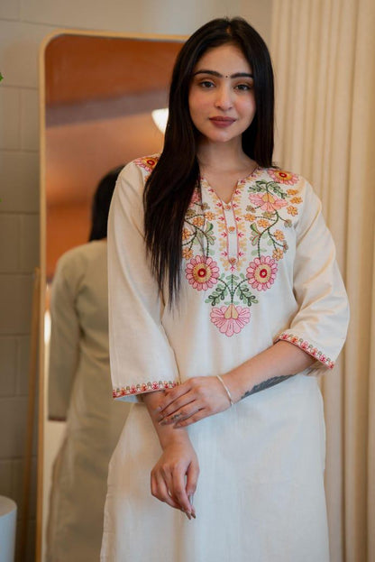 Summer Wear Pure Khadi Cotton Kurti Pant Set