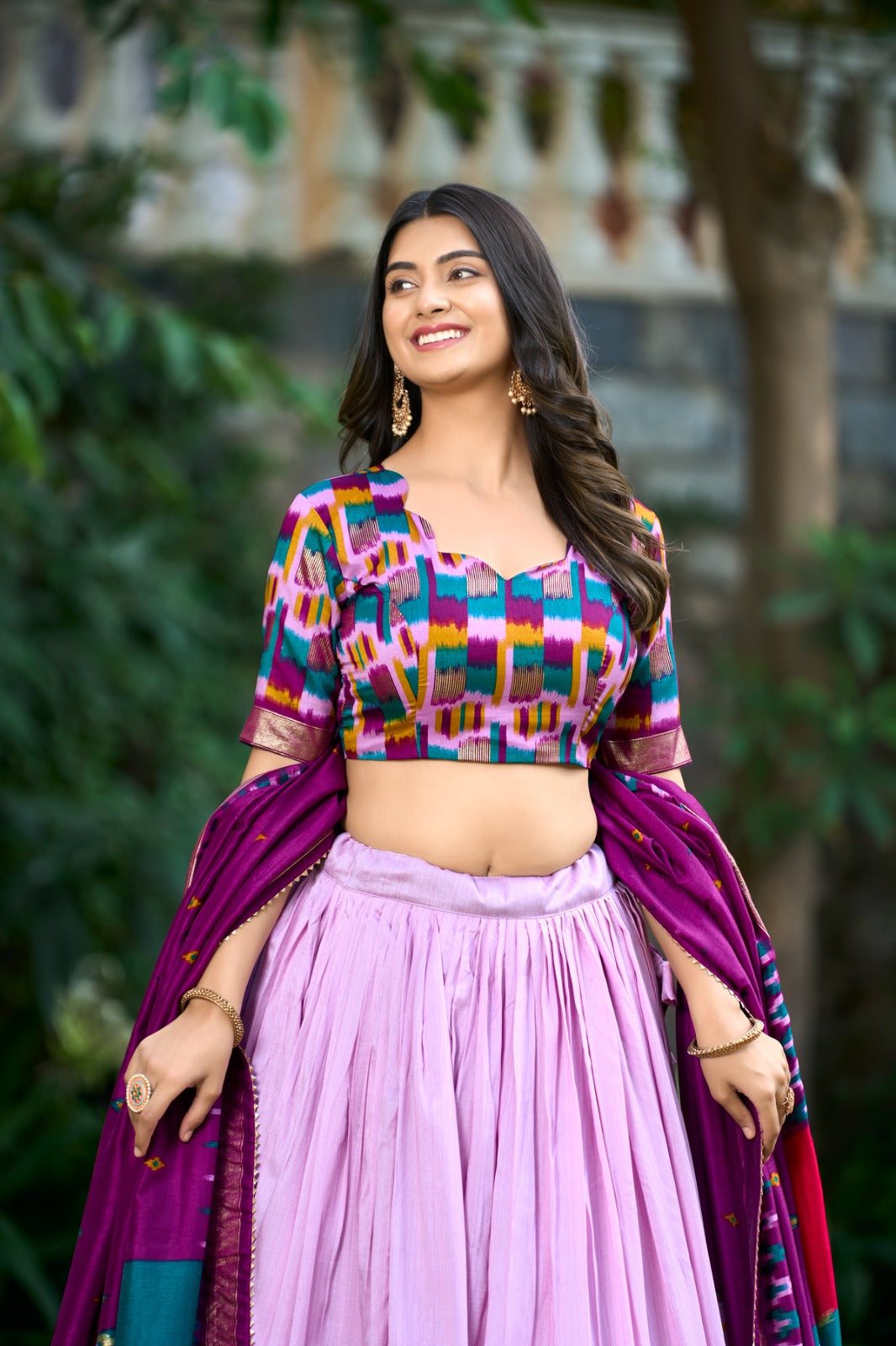 Lavender Cotton Lehenga Choli
