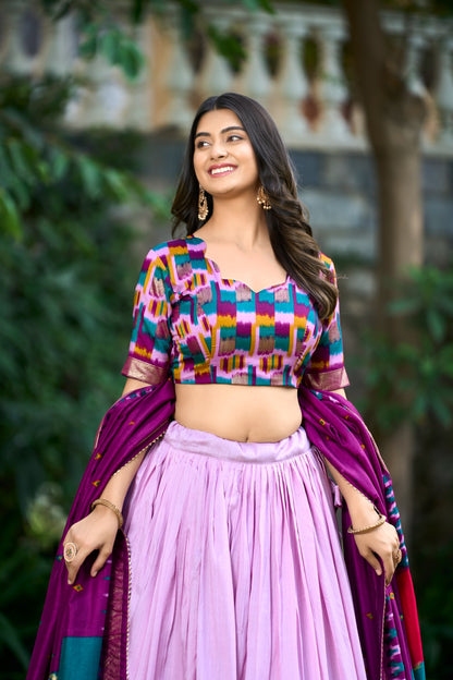Lavender Cotton Lehenga Choli