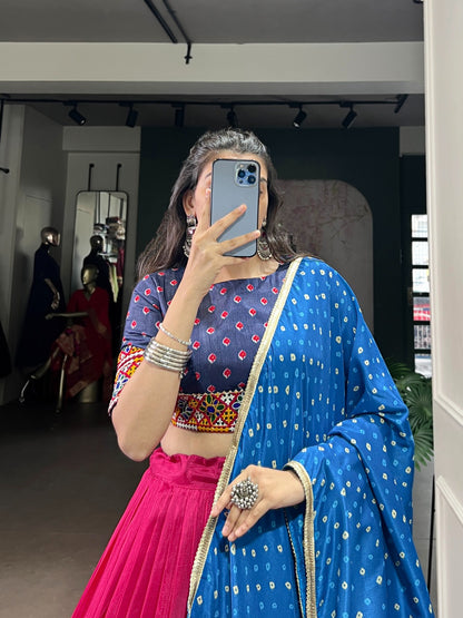 Pink Luxurious Tasar Silk lehenga