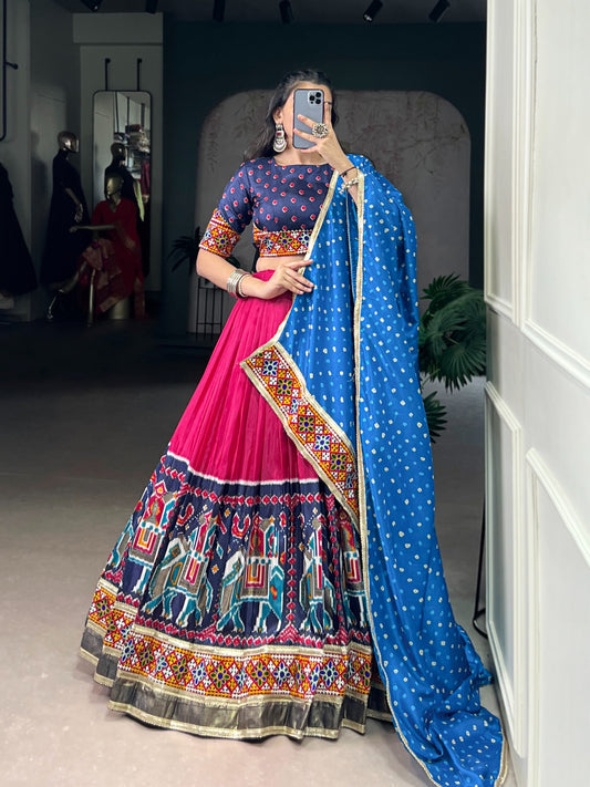 Pink Luxurious Tasar Silk lehenga