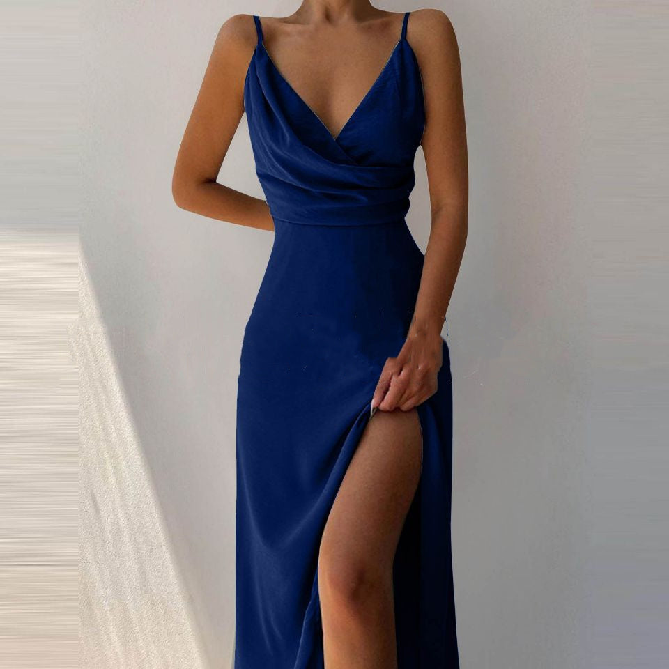 Slim V-Neck Sling Dress