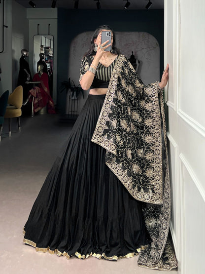 Black & Gold Festive Lehenga Ensemble