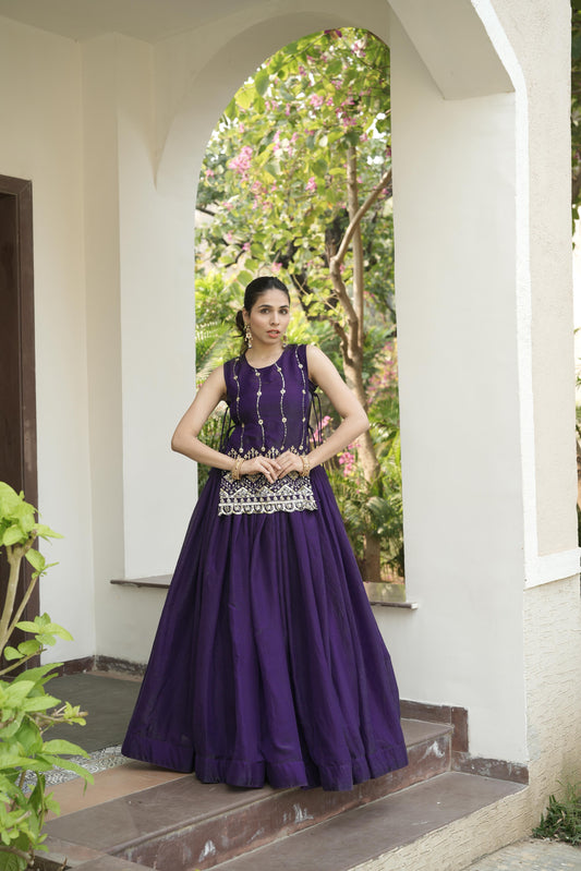 Purple Wedding Wear Fandy Lehenga Choli