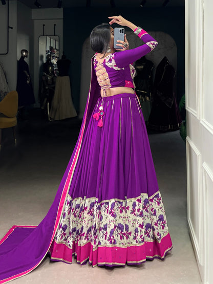 Purple & Pink Lehenga with Elegant Floral Prints