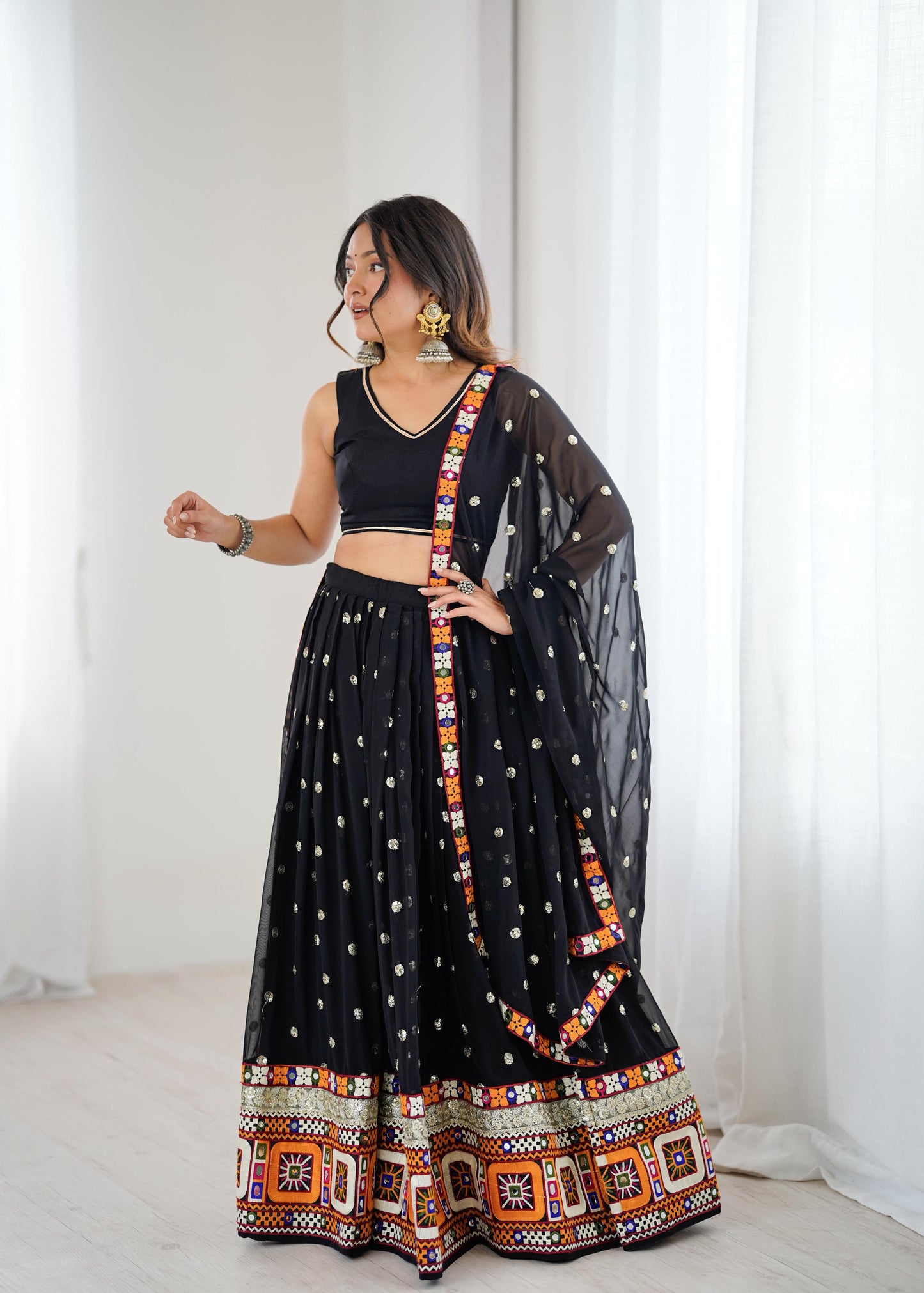 Black Mirror Work Lehenga Choli