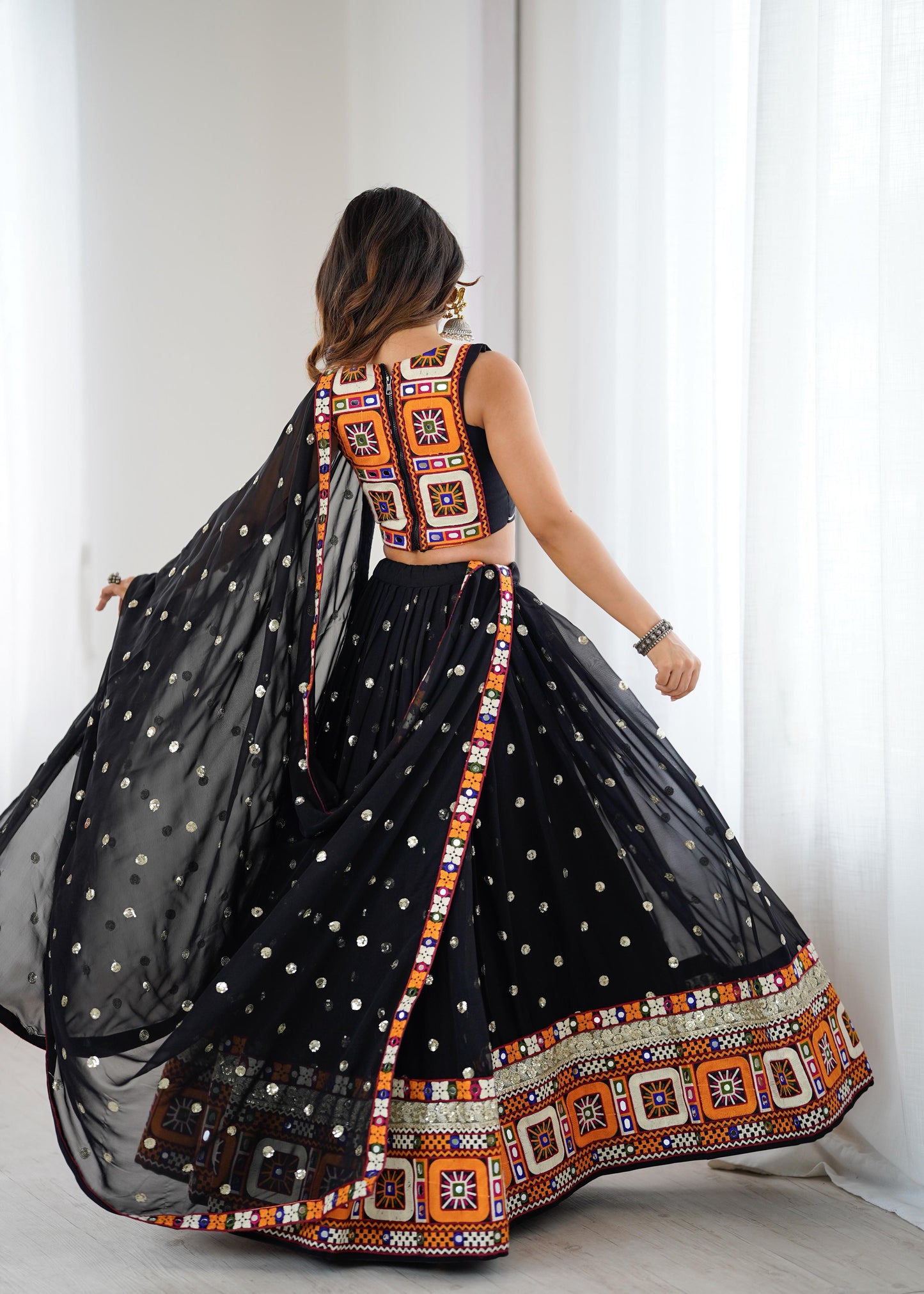 Black Mirror Work Lehenga Choli