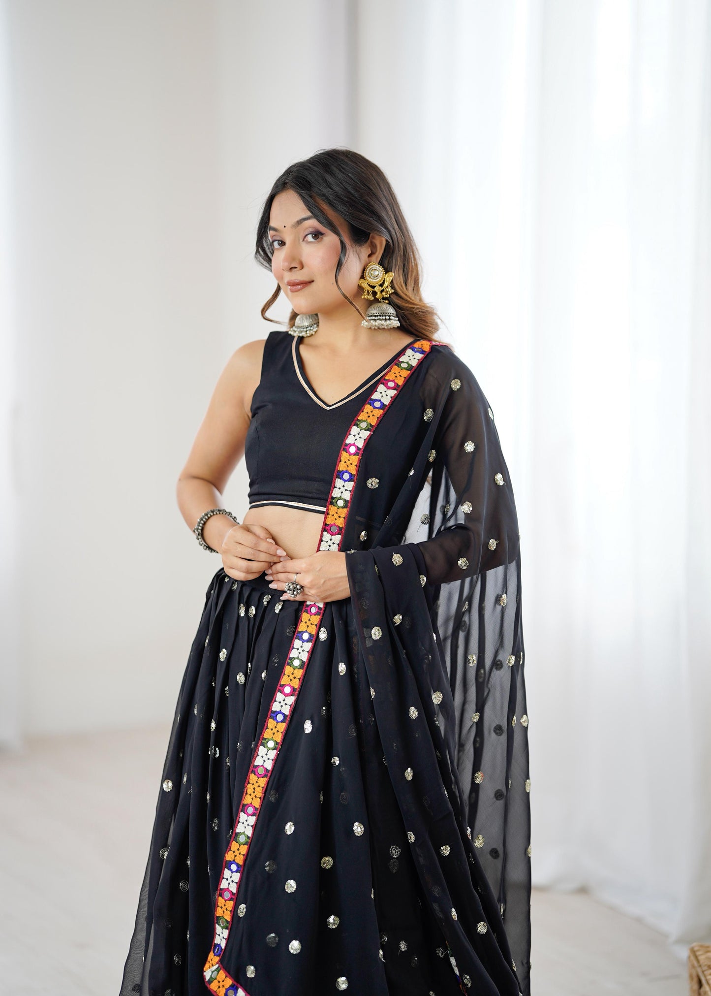 Black Mirror Work Lehenga Choli