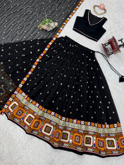 Black Mirror Work Lehenga Choli
