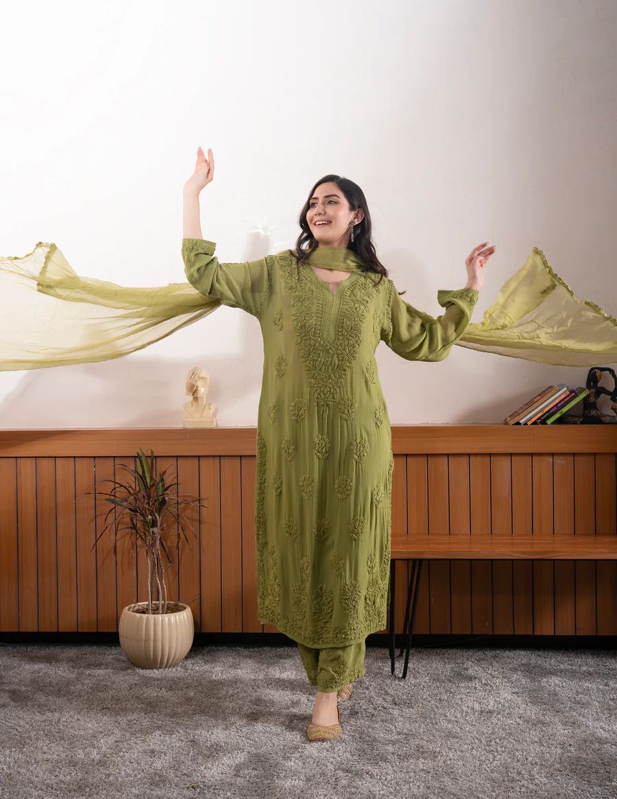 Green Exclusive Georgette Suits & Duppta