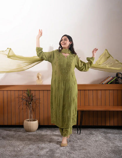 Green Exclusive Georgette Suits & Duppta