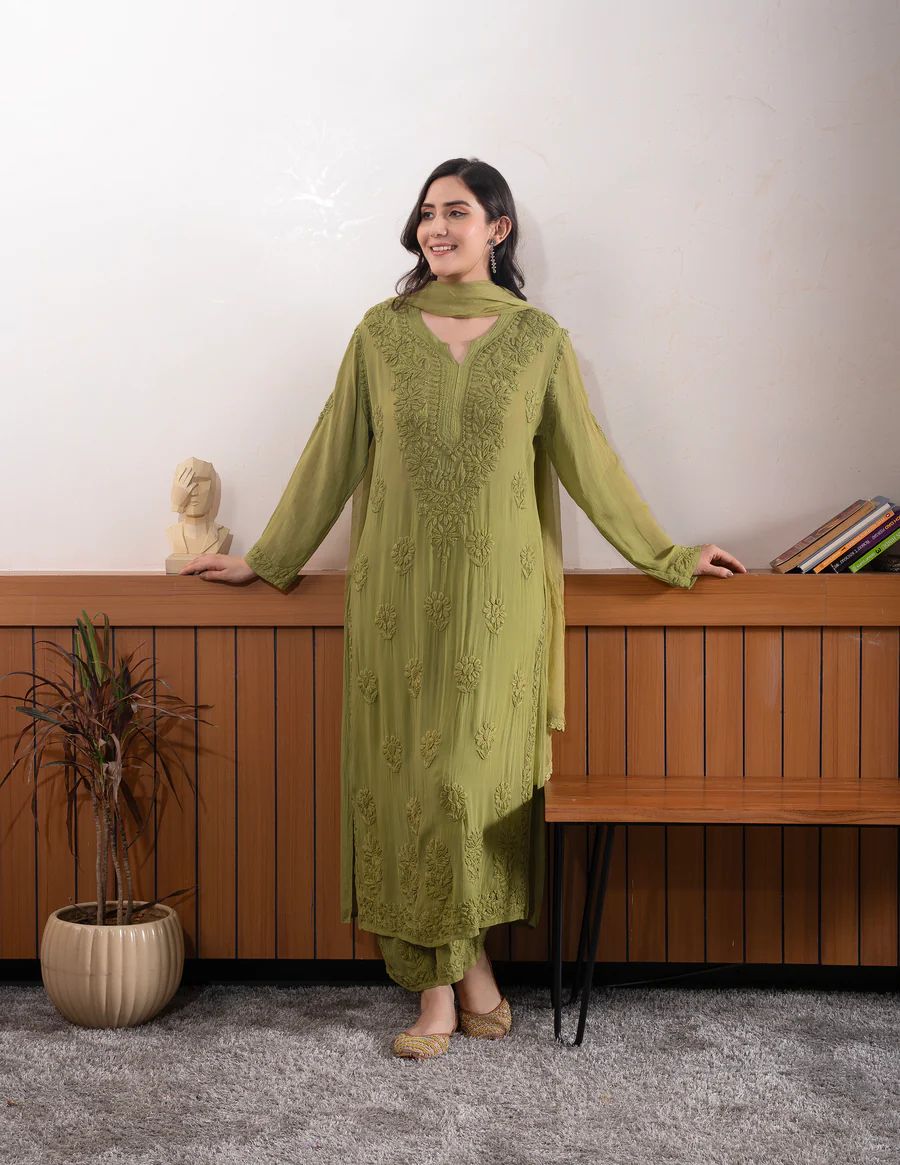 Green Exclusive Georgette Suits & Duppta