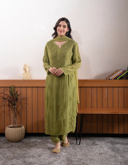 Green Exclusive Georgette Suits & Duppta