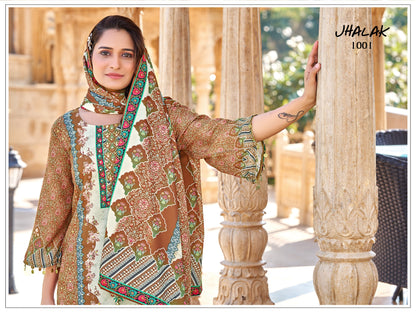 Satin Print Mirror Work Top Palazzo Dupatta Set