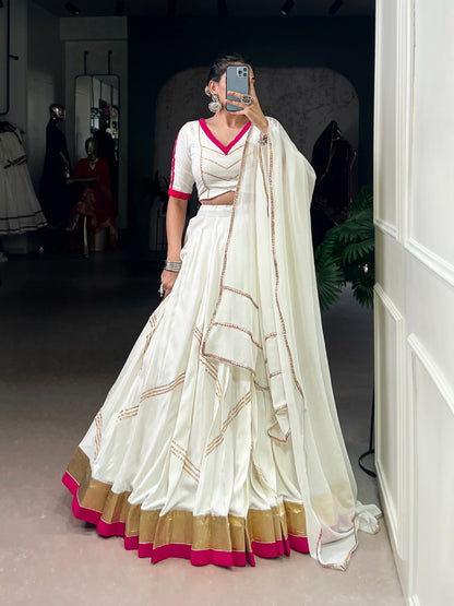 White Premium Pure Rayon Lehenga