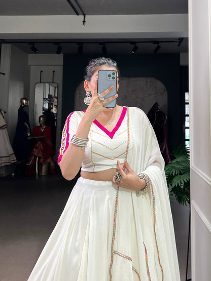 White Premium Pure Rayon Lehenga