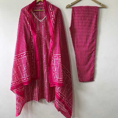 Pink Beautiful Printed Pure Cotton Kurti