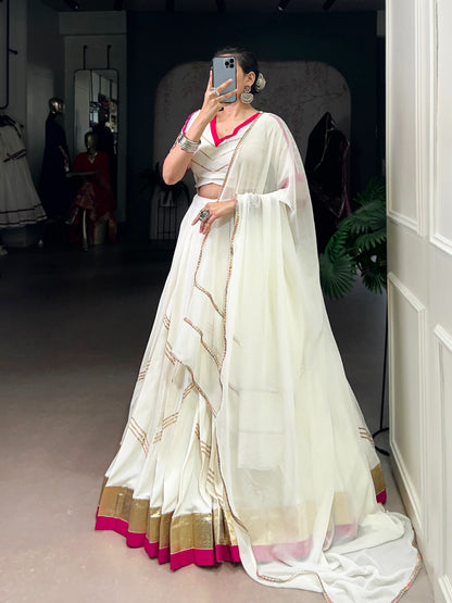 White Premium Pure Rayon Lehenga
