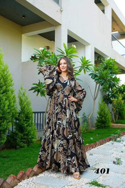 Chinon Digital Print Fully Flair Gown