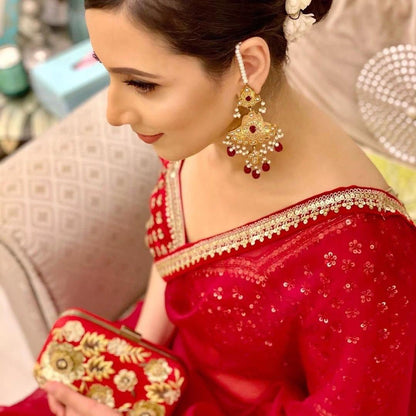 Red Premium Heavy Organza Silk Saree