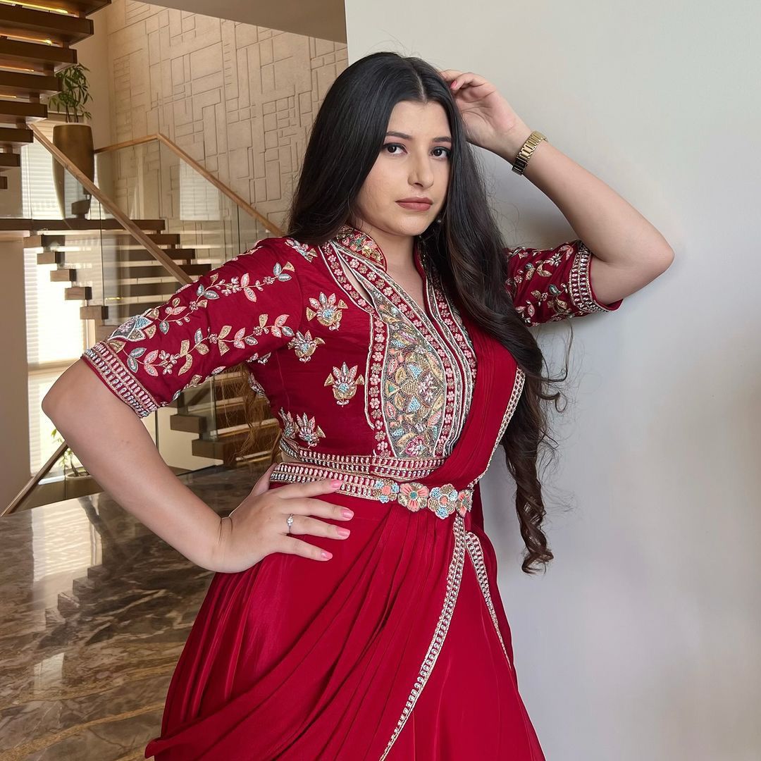 Red Exclusive Fancy Lehenga Saree