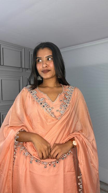 Peach Elegant Tebby Silk Suits