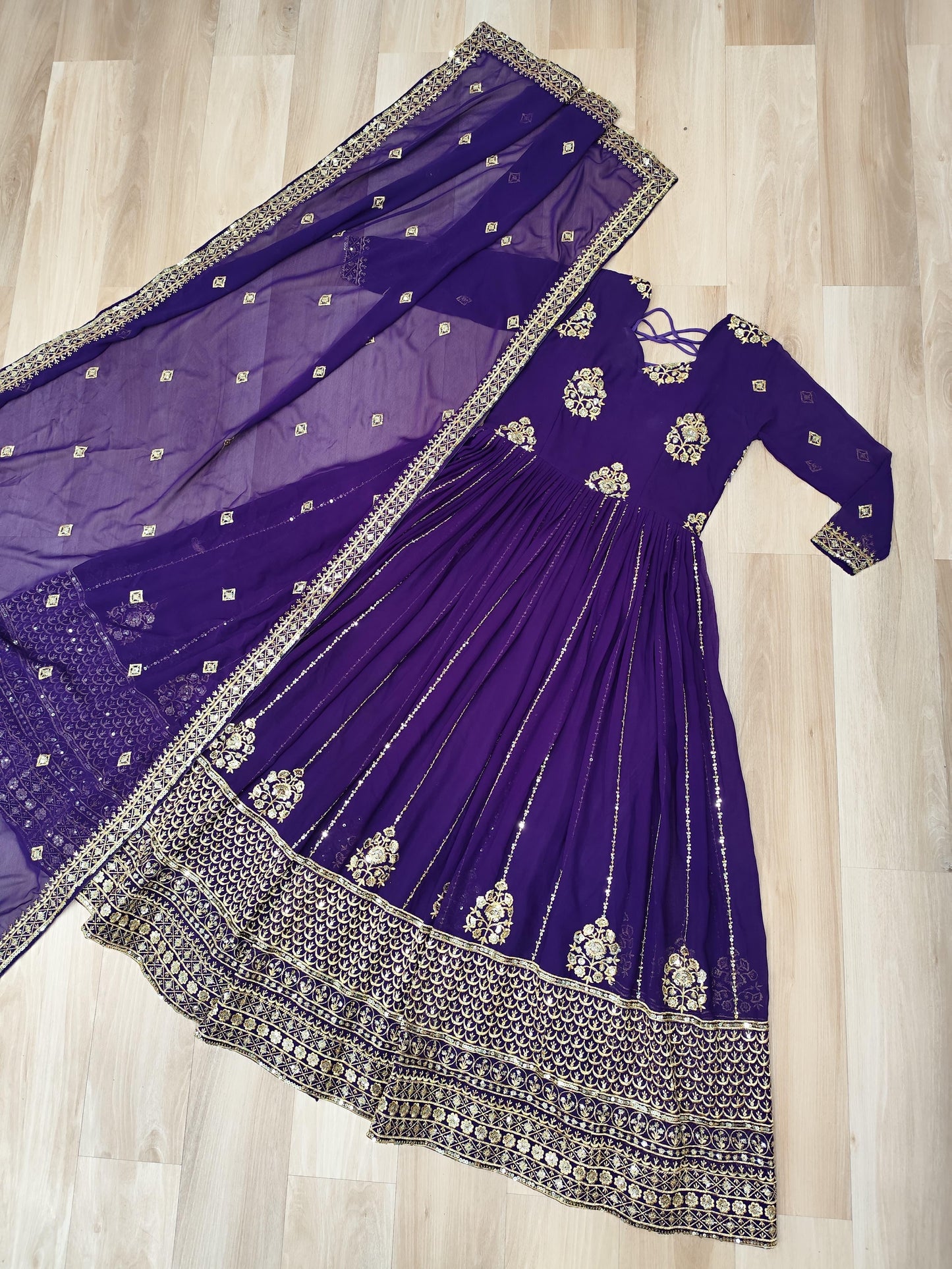 Purple Fully Stiched Gown & nDuppta