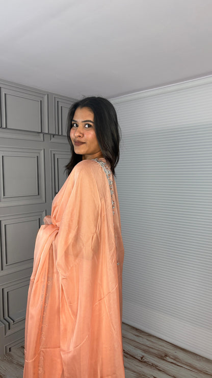 Peach Elegant Tebby Silk Suits