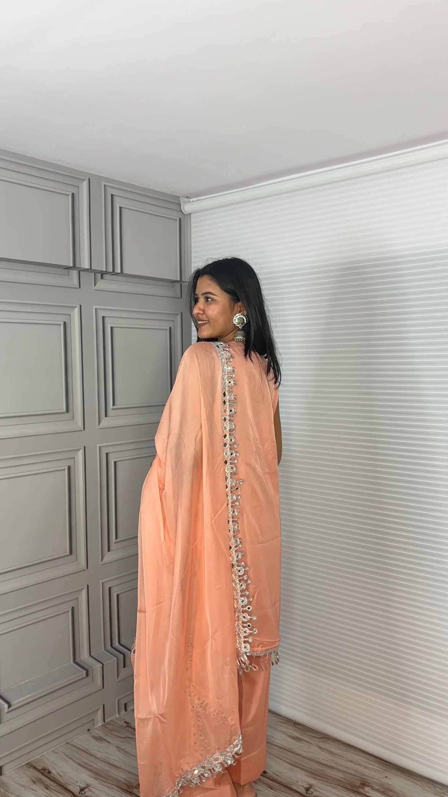 Peach Elegant Tebby Silk Suits