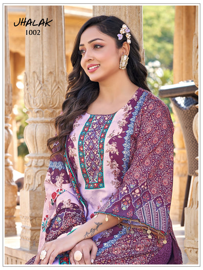 Designer Jam Satin With Mirror Work Pakistani Dress