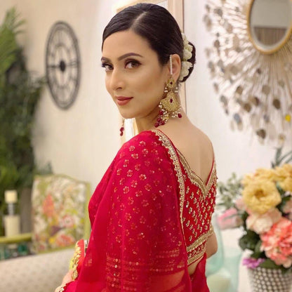 Red Premium Heavy Organza Silk Saree