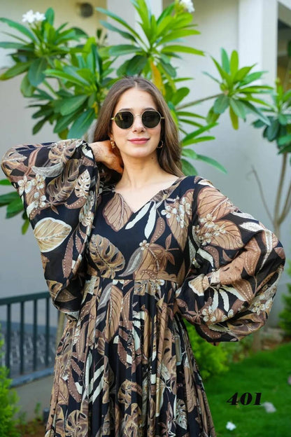 Chinon Digital Print Fully Flair Gown