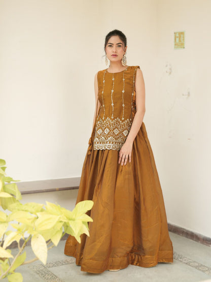 Royal Mustard Silk Lehenga Set with Embroidered Jacket Blouse